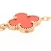 18K Rose Gold Carnelian 5 Motifs Guilloche Vintage Alhambra Bracelet