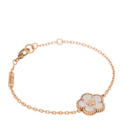 18K Rose Gold Mother Of Pearl Lucky Spring Plum Blossom Bracelet