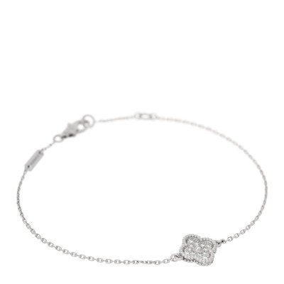 18K White Gold Diamond Sweet Alhambra Bracelet