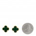 18K Yellow Gold Malachite Vintage Alhambra Earrings
