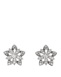 18K White Gold Diamond Mini Lotus Openwork Earrings