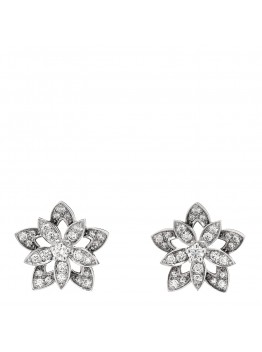 18K White Gold Diamond Mini Lotus Openwork Earrings