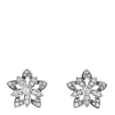 18K White Gold Diamond Mini Lotus Openwork Earrings