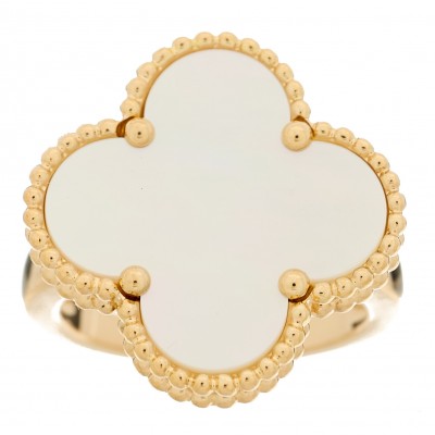 18K Yellow Gold Mother of Pearl Magic Alhambra Ring 52 6