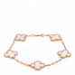 18K Yellow Gold Rock Crystal 5 Motifs Vintage Alhambra Bracelet