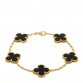 18K Yellow Gold Black Onyx 5 Motifs Vintage Alhambra Bracelet