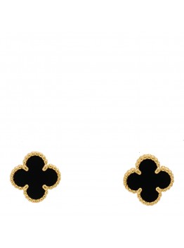 18K Yellow Gold Black Onyx Sweet Alhambra Earrings