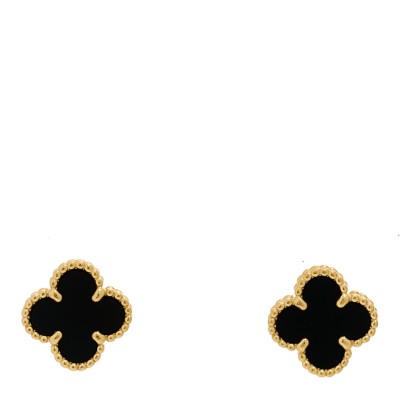 18K Yellow Gold Black Onyx Sweet Alhambra Earrings