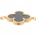 18K Yellow Gold Black Onyx 5 Motifs Vintage Alhambra Bracelet
