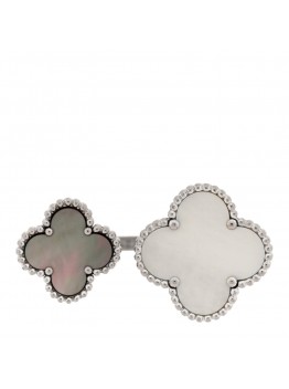 18K White Gold Mother of Pearl Magic Alhambra Between the Finger Ring 48 4.5