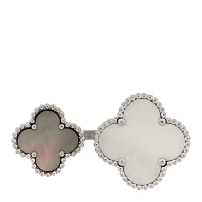18K White Gold Mother of Pearl Magic Alhambra Between the Finger Ring 48 4.5