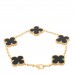 18K Yellow Gold Black Onyx 5 Motifs Vintage Alhambra Bracelet