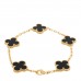 18K Yellow Gold Black Onyx 5 Motifs Vintage Alhambra Bracelet