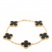 18K Yellow Gold Black Onyx 5 Motifs Vintage Alhambra Bracelet