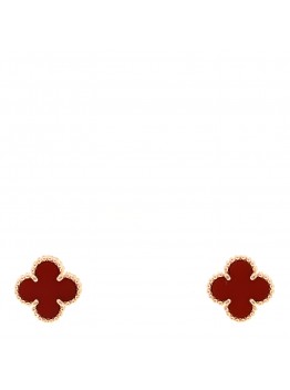18K Rose Gold Carnelian Sweet Alhambra Earrings