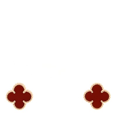 18K Rose Gold Carnelian Sweet Alhambra Earrings