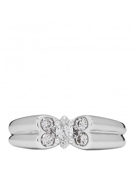 18K White Gold Diamond Butterfly Ring 50 5.25