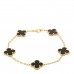 18K Yellow Gold Black Onyx 5 Motifs Vintage Alhambra Bracelet