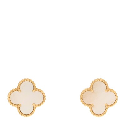18K Yellow Gold Mother of Pearl Vintage Alhambra Earrings