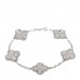 18K White Gold 5 Motifs Guilloche Vintage Alhambra Bracelet