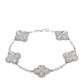 18K White Gold 5 Motifs Guilloche Vintage Alhambra Bracelet