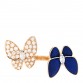 18K Yellow Gold Diamond Lapis Lazuli Two Butterfly Between The Finger Ring 55 7.25