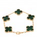 18K Yellow Gold Malachite 5 Motifs Vintage Alhambra Bracelet