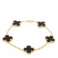 18K Yellow Gold Black Onyx 5 Motifs Vintage Alhambra Bracelet
