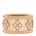18K Yellow Gold Diamond Perlee Clovers Ring 47 4