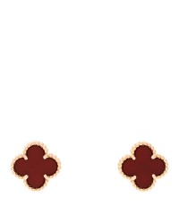 VAN CLEEF & ARPELS 18K Rose Gold Carnelian Sweet Alhambra Earrings
