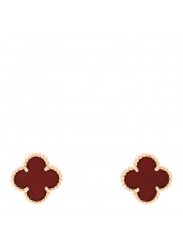 VAN CLEEF & ARPELS 18K Rose Gold Carnelian Sweet Alhambra Earrings