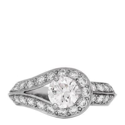 Platinum Diamond .70ct Couture Solitaire Ring 48 4.5