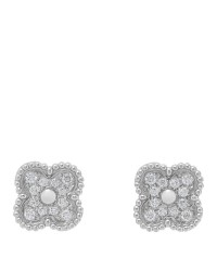 18K White Gold Diamond Sweet Alhambra Earrings