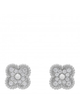 18K White Gold Diamond Sweet Alhambra Earrings