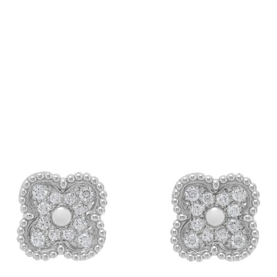 18K White Gold Diamond Sweet Alhambra Earrings