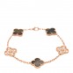 18K Rose Gold Diamond Gray Mother of Pearl 5 Motifs Vintage Alhambra Bracelet