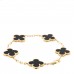 18K Yellow Gold Black Onyx 5 Motifs Vintage Alhambra Bracelet