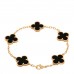 18K Yellow Gold Black Onyx 5 Motifs Vintage Alhambra Bracelet
