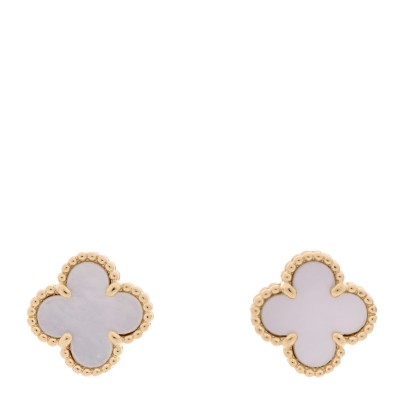 18K Yellow Gold Mother of Pearl Sweet Alhambra Earrings