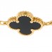 18K Yellow Gold Black Onyx 5 Motifs Vintage Alhambra Bracelet