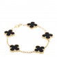 18K Yellow Gold Black Onyx 5 Motifs Vintage Alhambra Bracelet