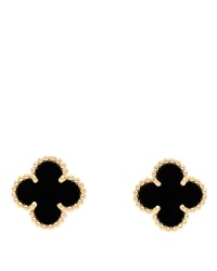 18K Yellow Gold Black Onyx Sweet Alhambra Earrings