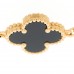 18K Yellow Gold Black Onyx 5 Motifs Vintage Alhambra Bracelet