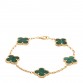 18K Yellow Gold Malachite 5 Motifs Vintage Alhambra Bracelet
