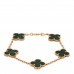 18K Yellow Gold Malachite 5 Motifs Vintage Alhambra Bracelet