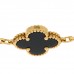 18K Yellow Gold Black Onyx 5 Motifs Vintage Alhambra Bracelet