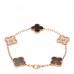 18K Rose Gold Diamond Gray Mother of Pearl 5 Motifs Vintage Alhambra Bracelet