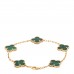 18K Yellow Gold Malachite 5 Motifs Vintage Alhambra Bracelet