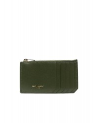 Y Fragments Zipped Card Case in Dark Pine