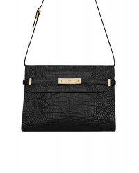 Y Manhattan Shoulder Bag in Crocodile Embossed Shiny Leather